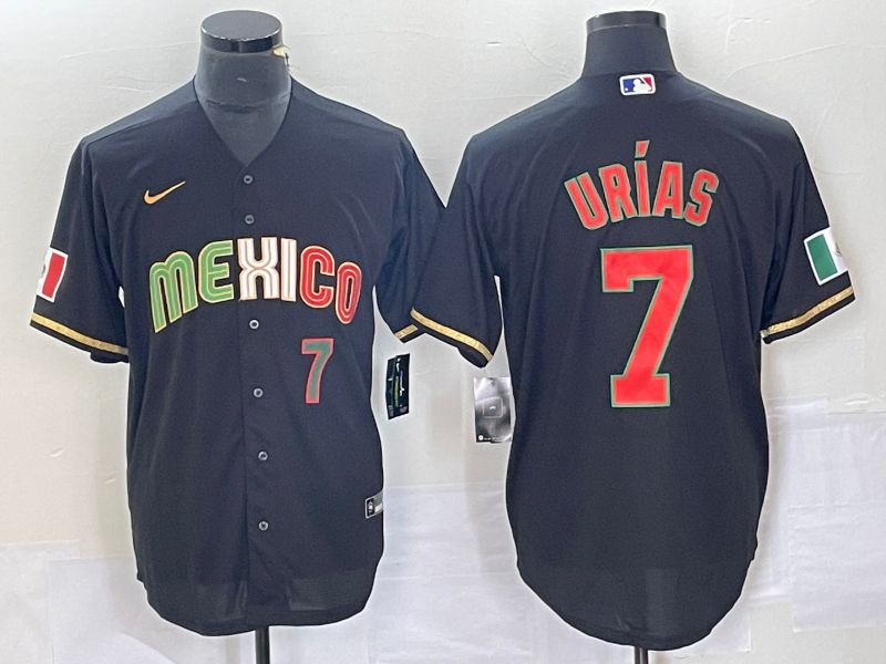 Men 2023 World Cub Mexico 7 Urias Black Nike MLB Jersey style 91838